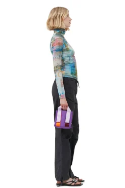 Shop GANNI Mini Purple Tech Tote Purple Wine