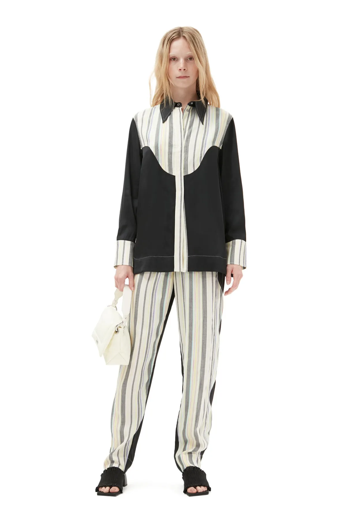 Flash Sale GANNI Mix Slub Stripe Elasticated Pants Lily Green