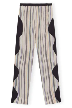 Flash Sale GANNI Mix Slub Stripe Elasticated Pants Lily Green