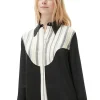 Store GANNI Mix Slub Stripe Shirt Lily Green