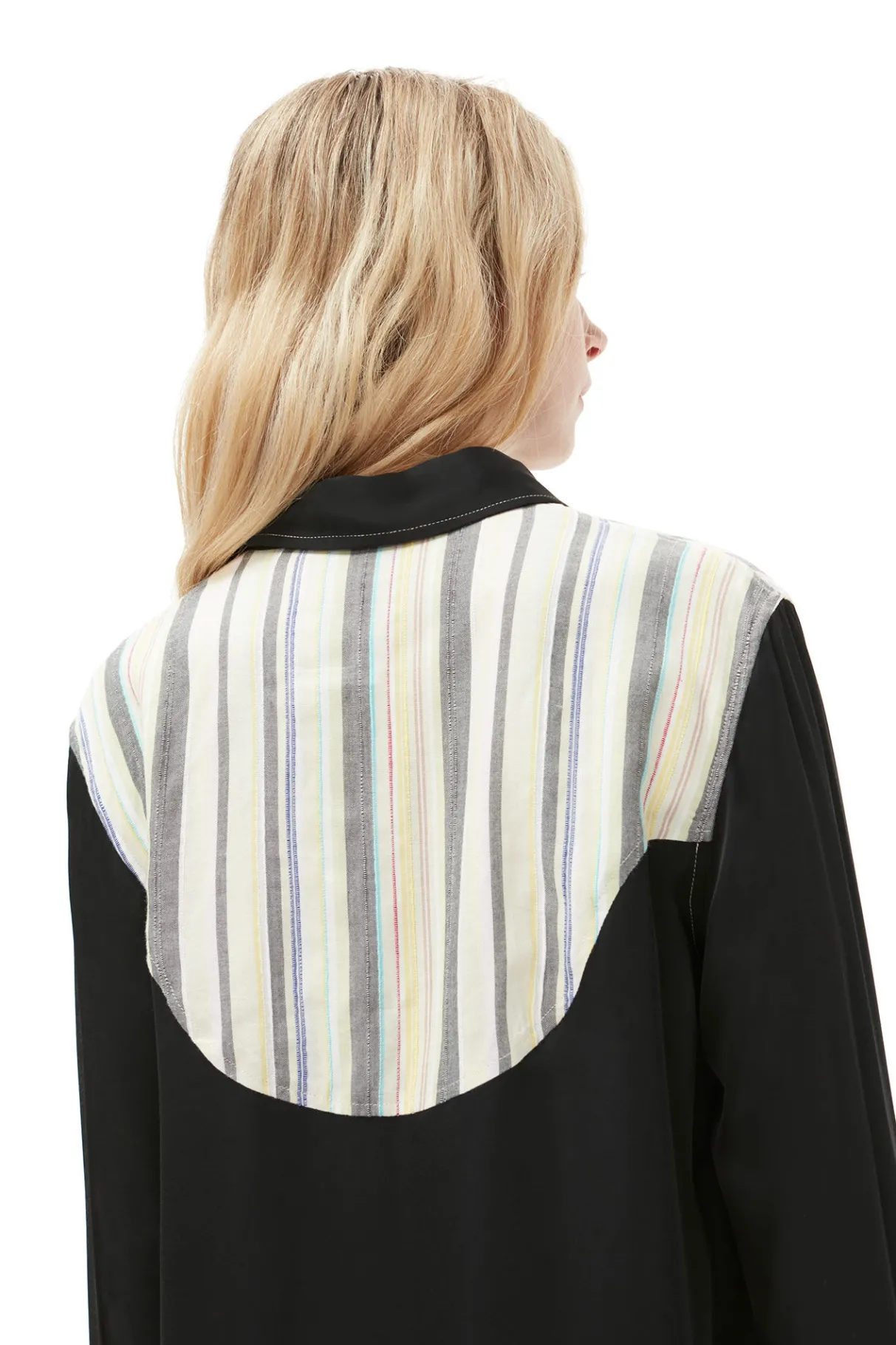 Store GANNI Mix Slub Stripe Shirt Lily Green