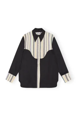 Store GANNI Mix Slub Stripe Shirt Lily Green