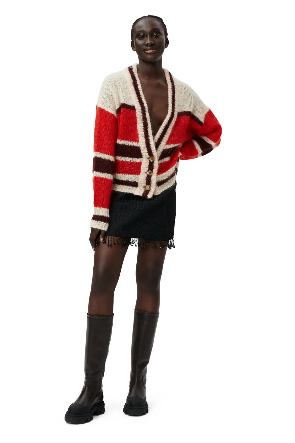Discount GANNI Mohair Cardigan Fiery Red