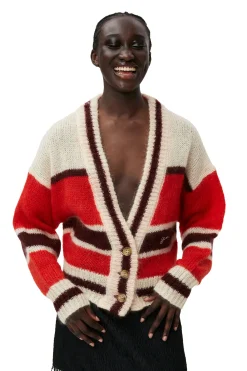 Discount GANNI Mohair Cardigan Fiery Red