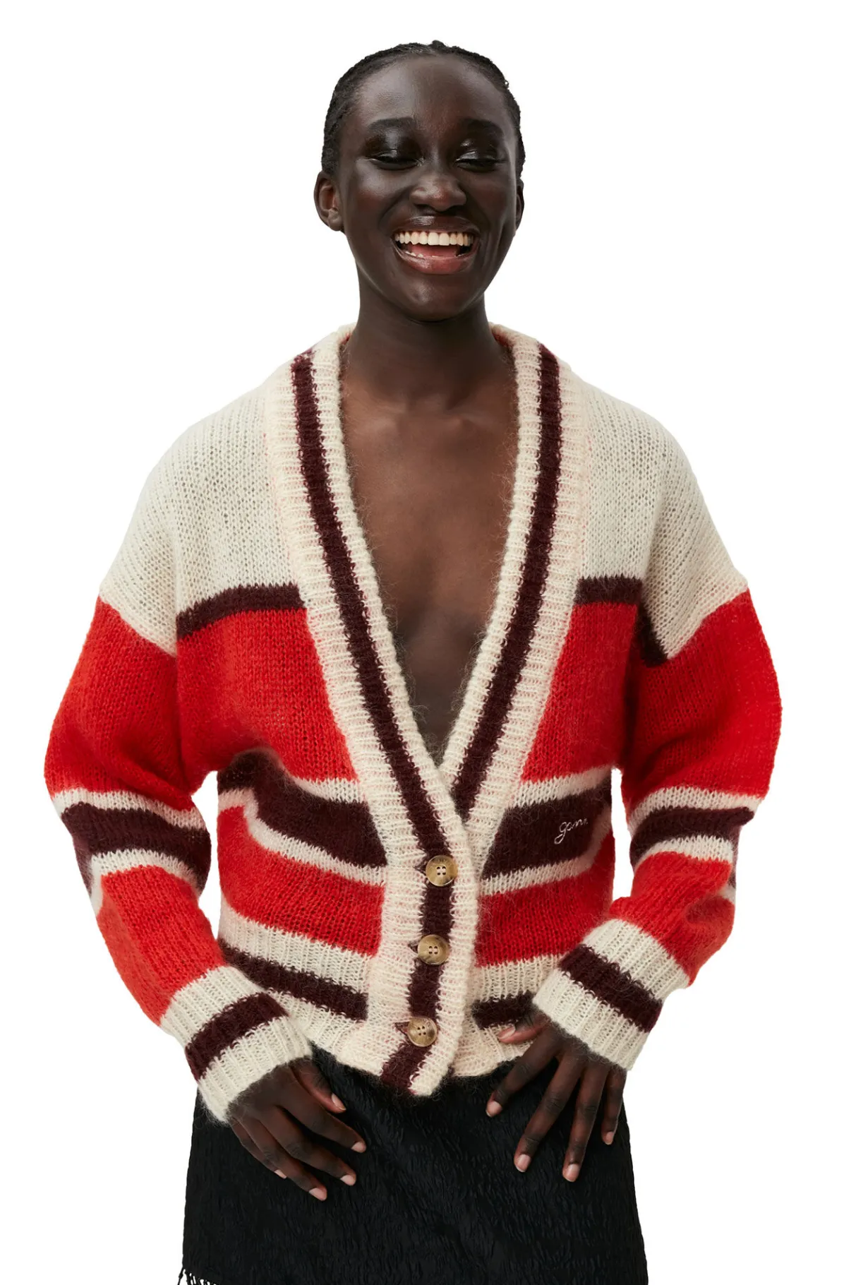 Discount GANNI Mohair Cardigan Fiery Red