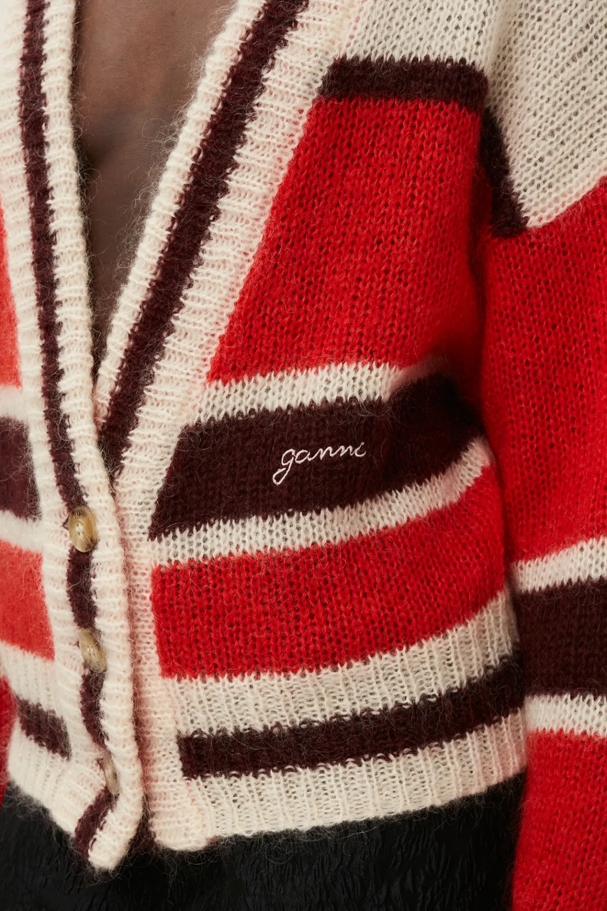 Discount GANNI Mohair Cardigan Fiery Red