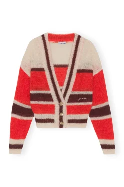 Discount GANNI Mohair Cardigan Fiery Red
