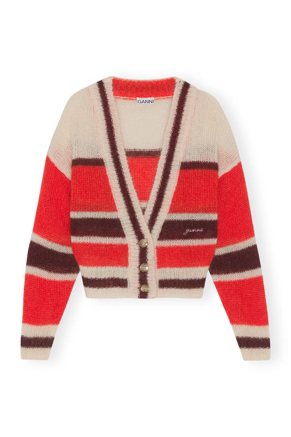 Discount GANNI Mohair Cardigan Fiery Red