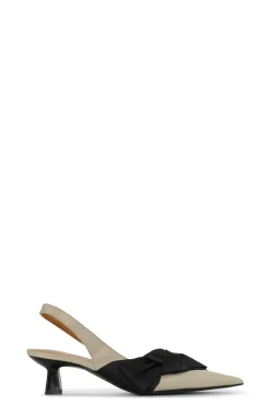 Flash Sale GANNI Monochrome Soft Bow Slingback Pumps Sand
