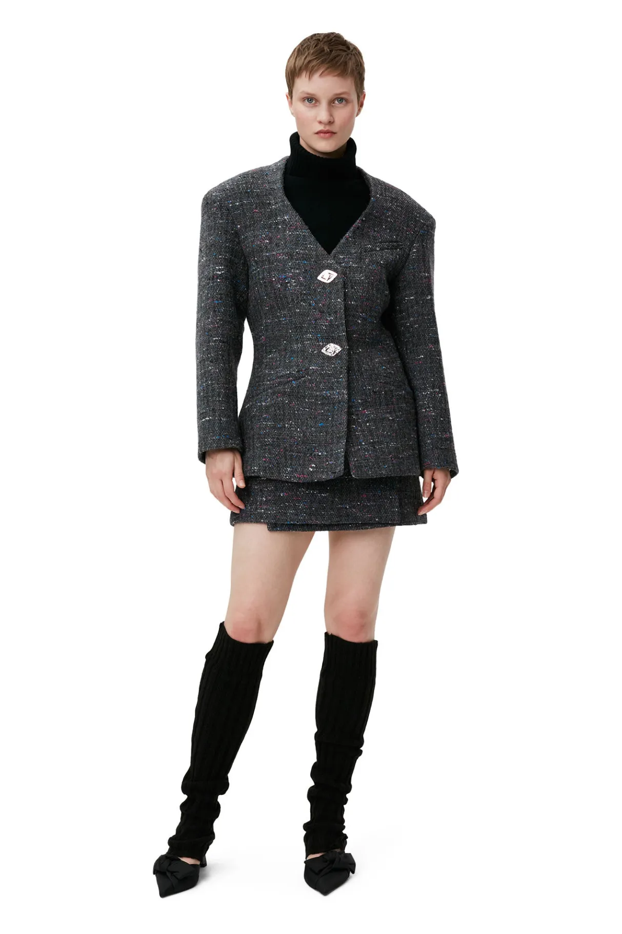Store GANNI Multi Wool Mini Skirt Phantom
