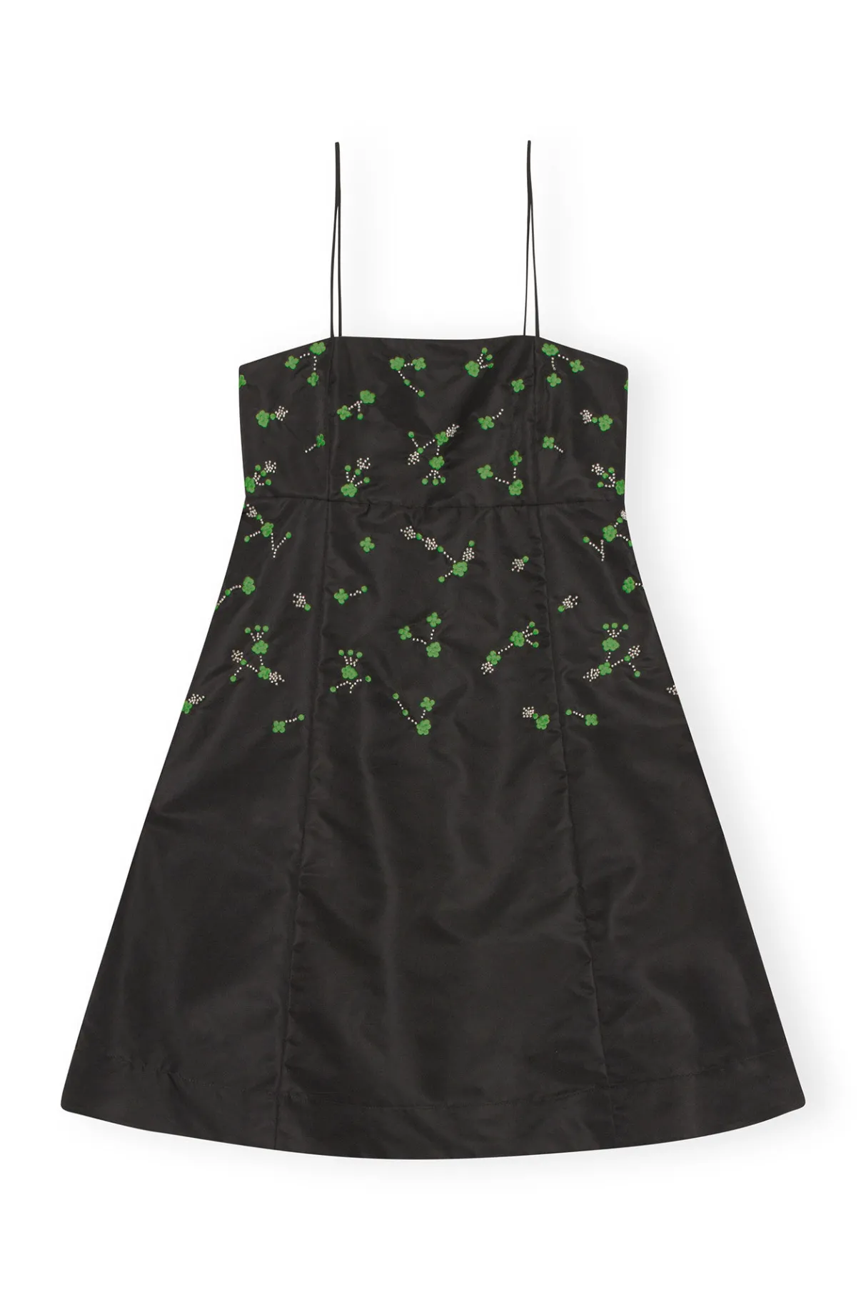 New GANNI Nylon Mini Dress Black