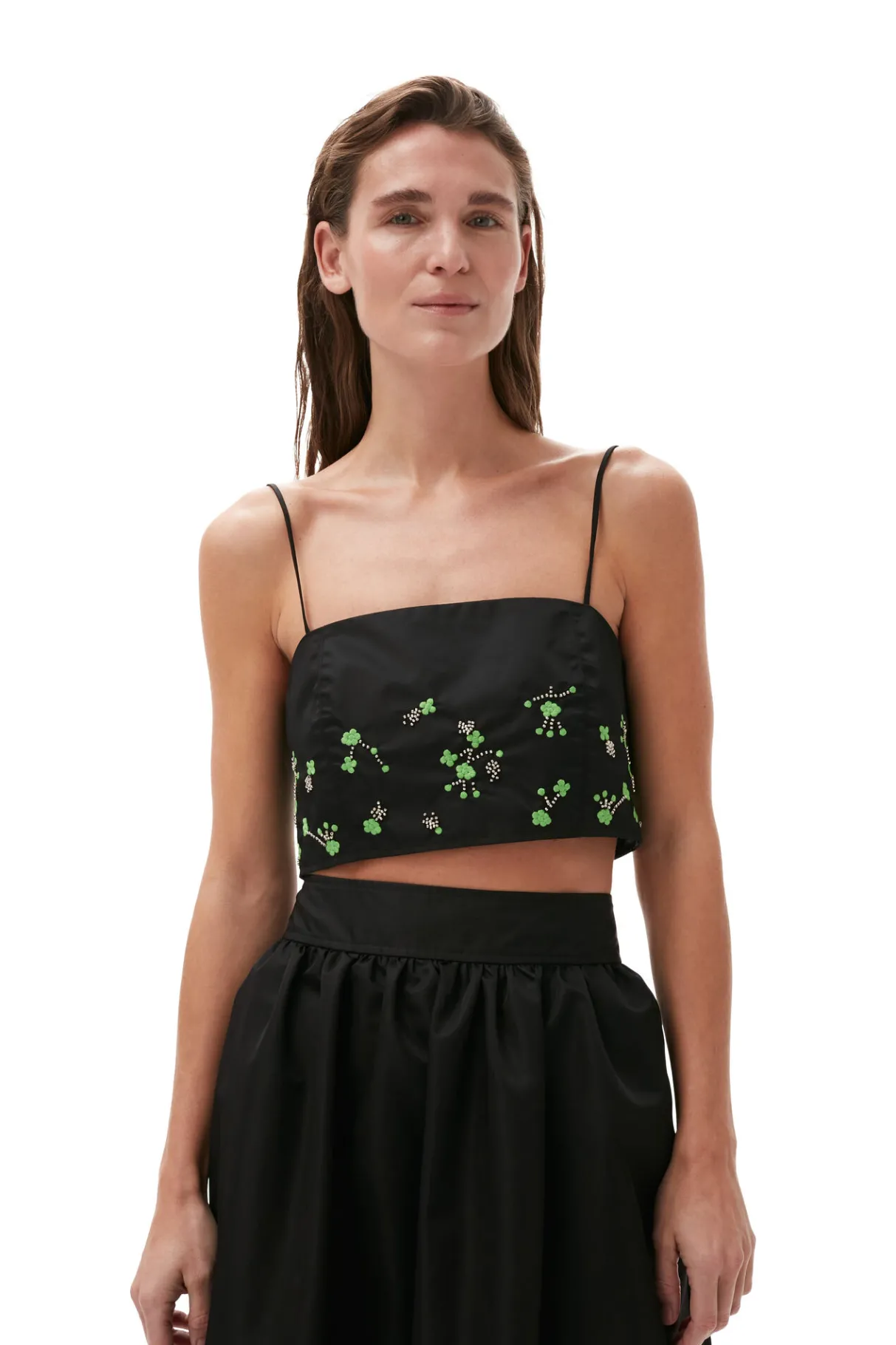 New GANNI Nylon Top Black