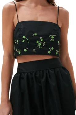 New GANNI Nylon Top Black