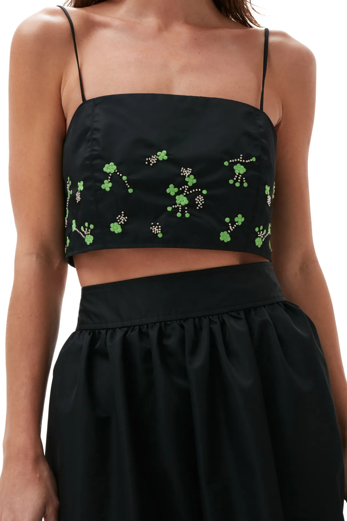 New GANNI Nylon Top Black