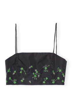 New GANNI Nylon Top Black