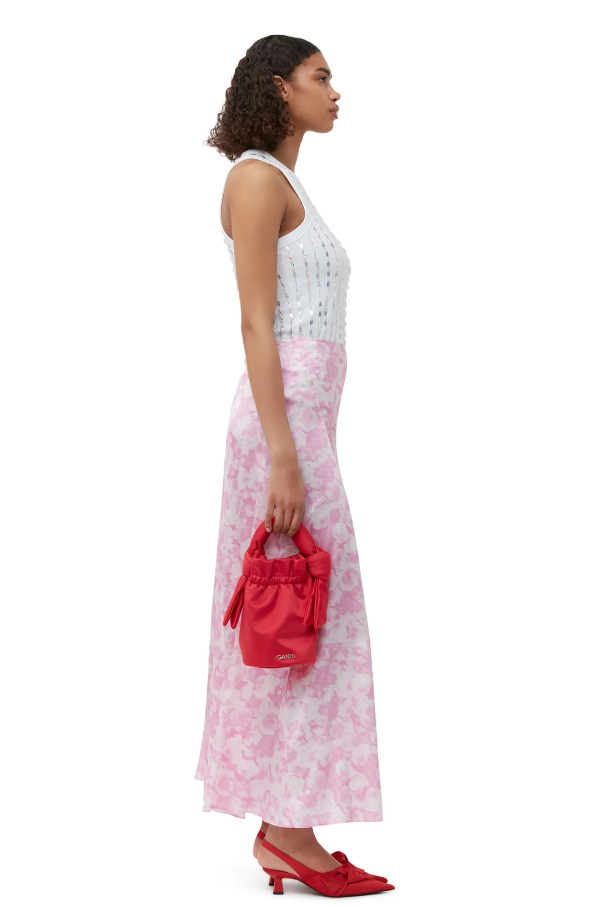 Fashion GANNI Occasion Top Handle Knot Bag Racing Red