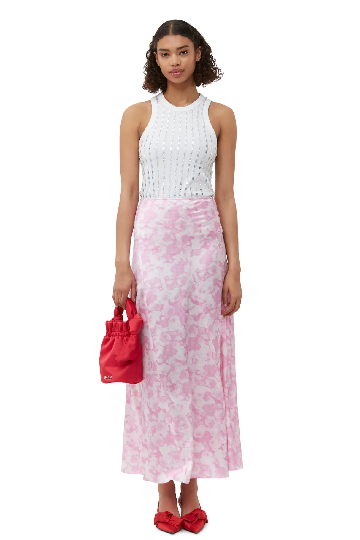 Fashion GANNI Occasion Top Handle Knot Bag Racing Red