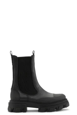 Best GANNI Ohoskin Cleated Mid Chelsea Boots Black