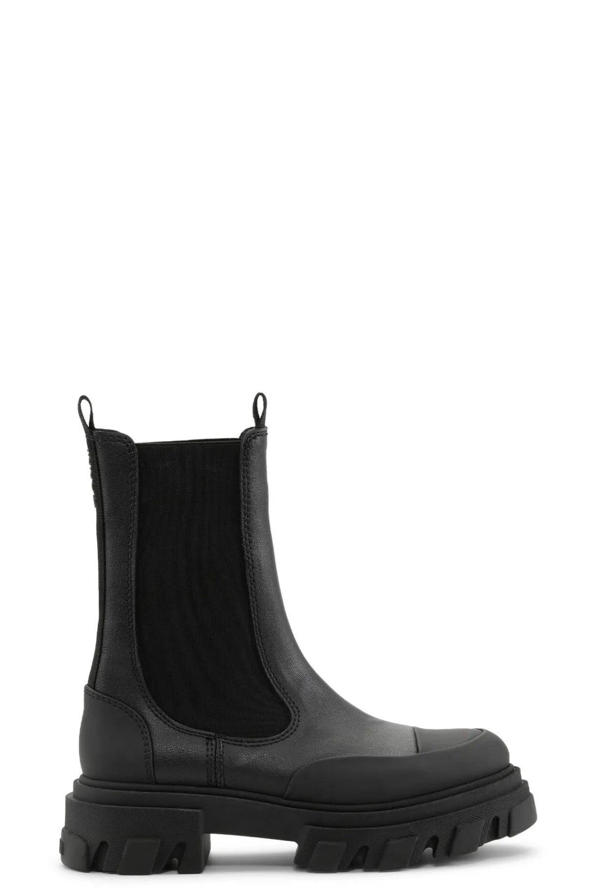 Best GANNI Ohoskin Cleated Mid Chelsea Boots Black