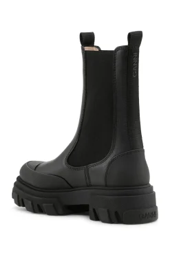 Best GANNI Ohoskin Cleated Mid Chelsea Boots Black