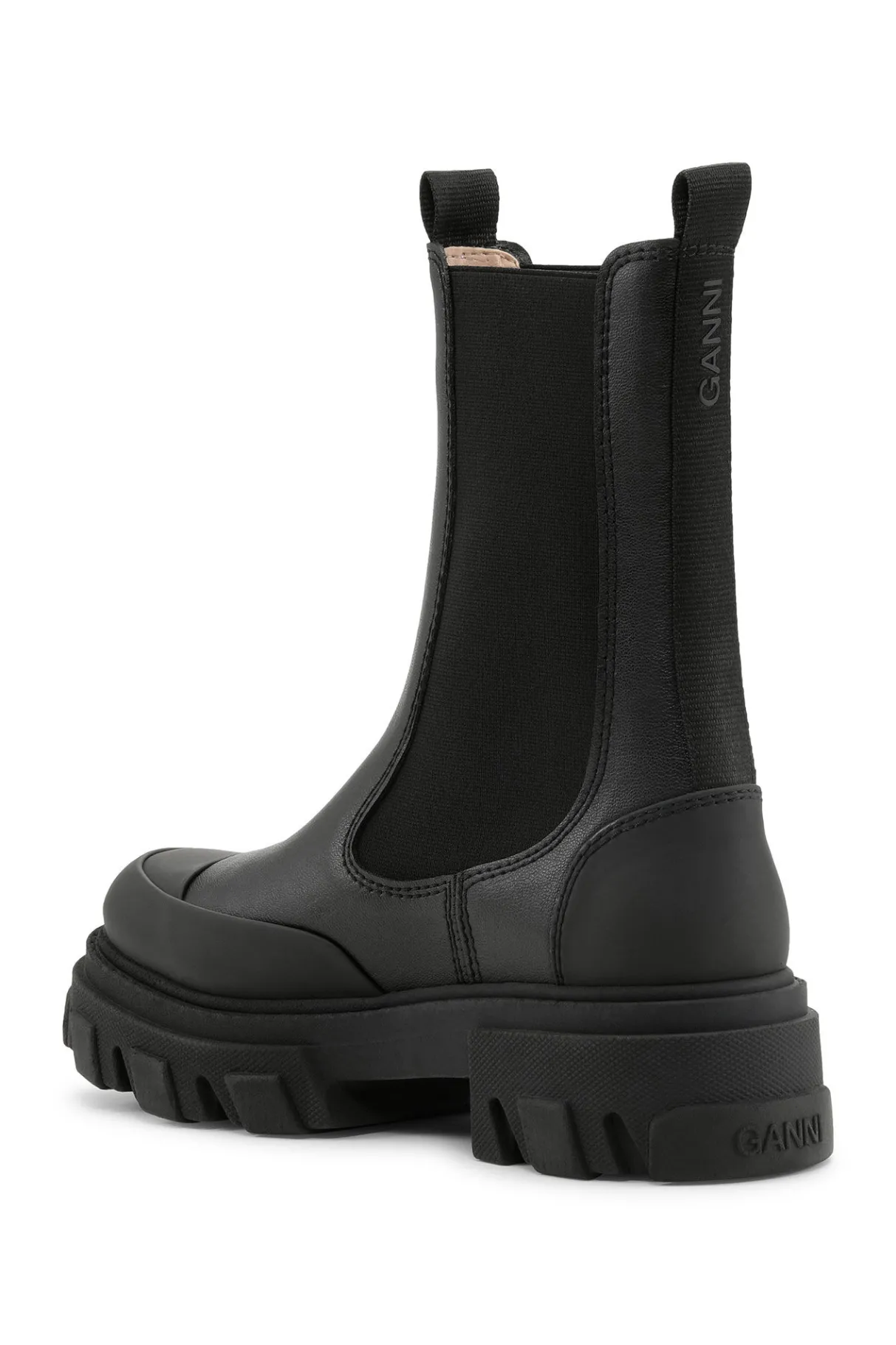 Best GANNI Ohoskin Cleated Mid Chelsea Boots Black
