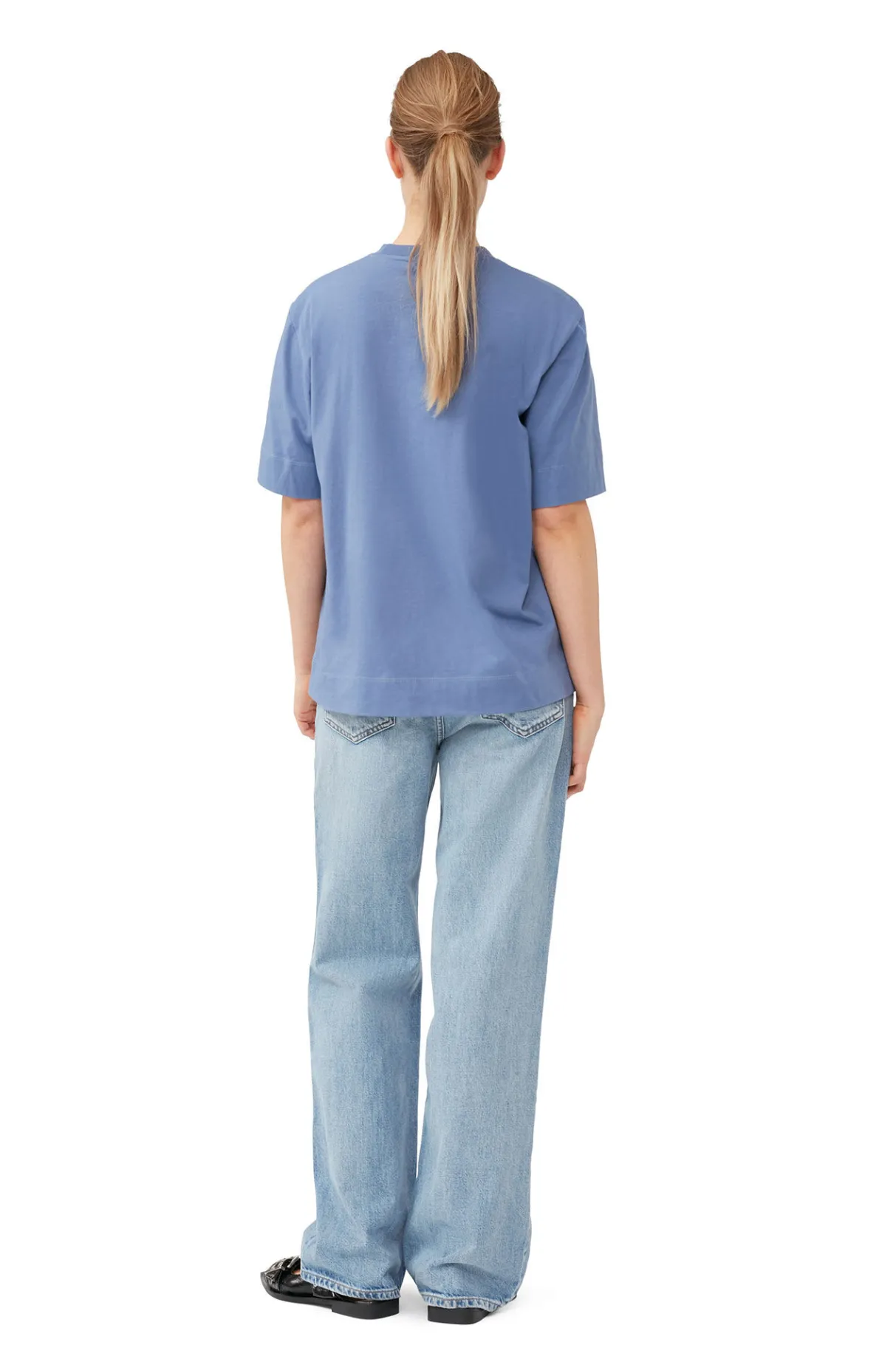 Best Sale GANNI O-Neck T-Shirt Gray Blue