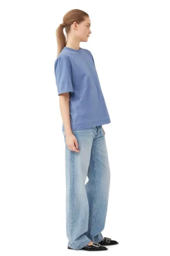 Best Sale GANNI O-Neck T-Shirt Gray Blue