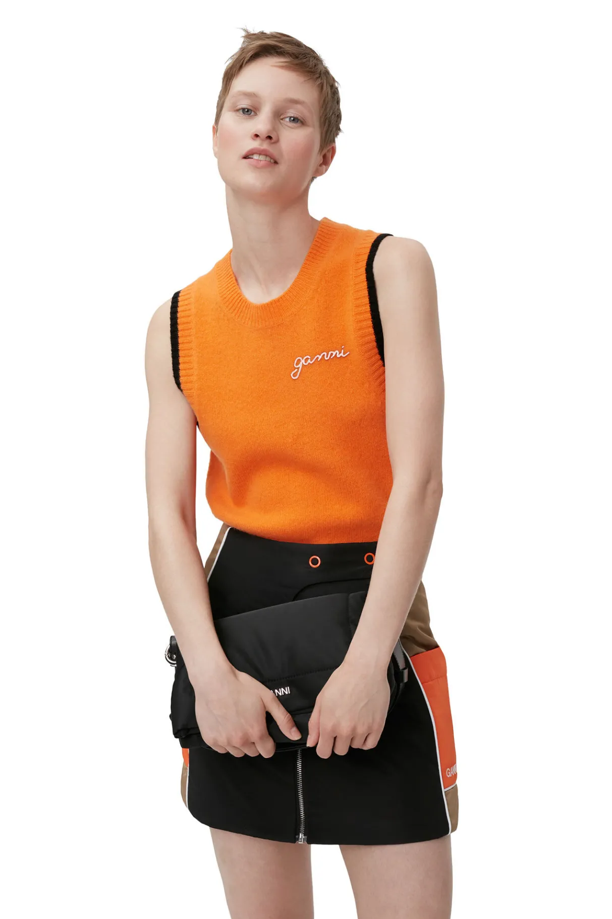 Shop GANNI O-Neck Vest Orangeade