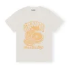 New GANNI Orange Relaxed T-Shirt Egret