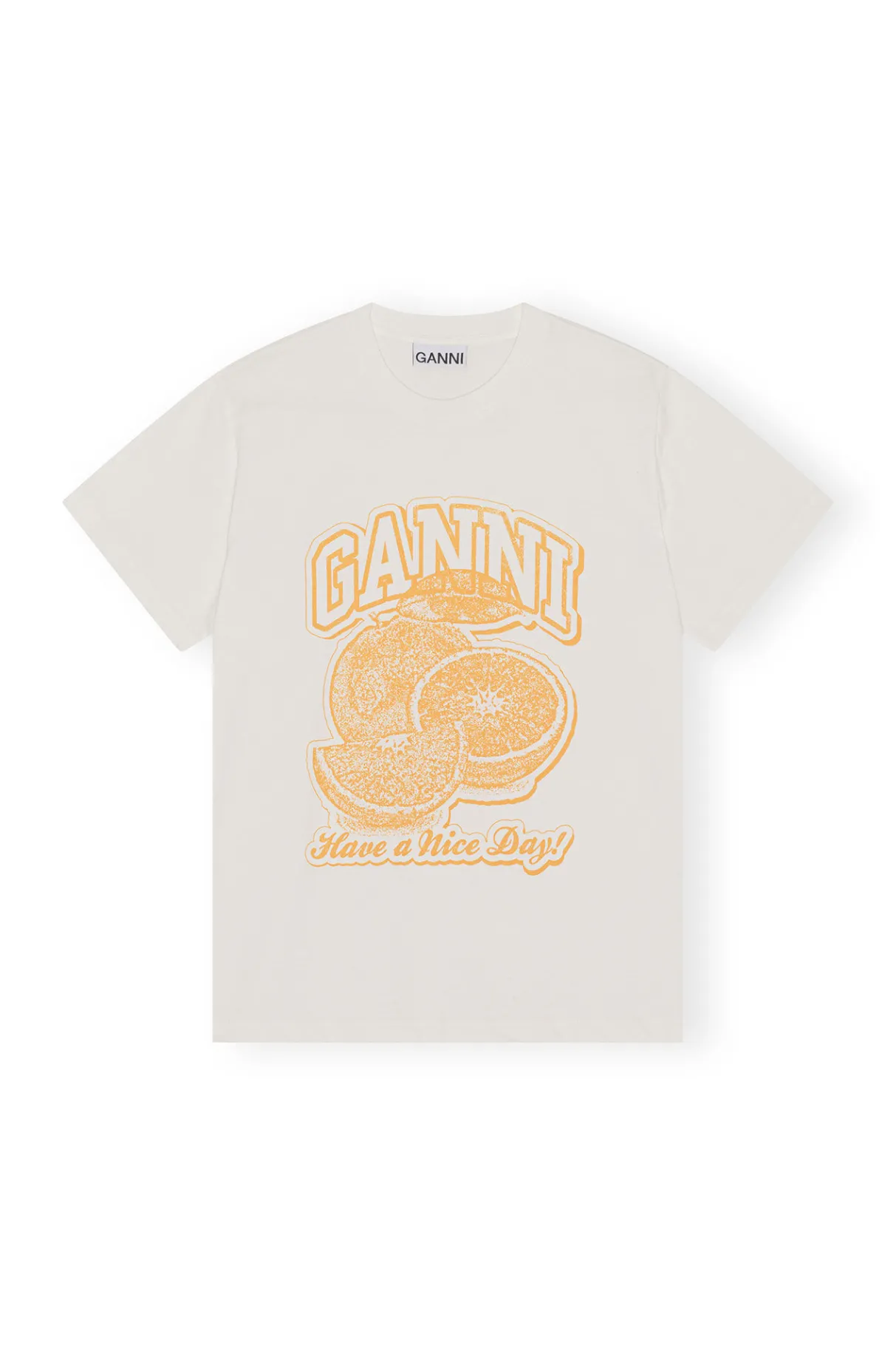 New GANNI Orange Relaxed T-Shirt Egret