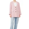 Hot GANNI Oversized Drapey Melange Blazer Pink Tulle