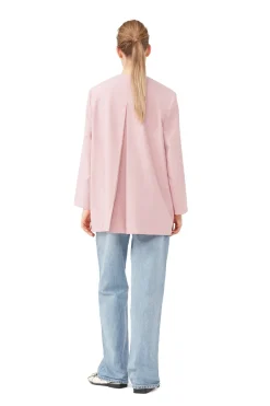 Hot GANNI Oversized Drapey Melange Blazer Pink Tulle