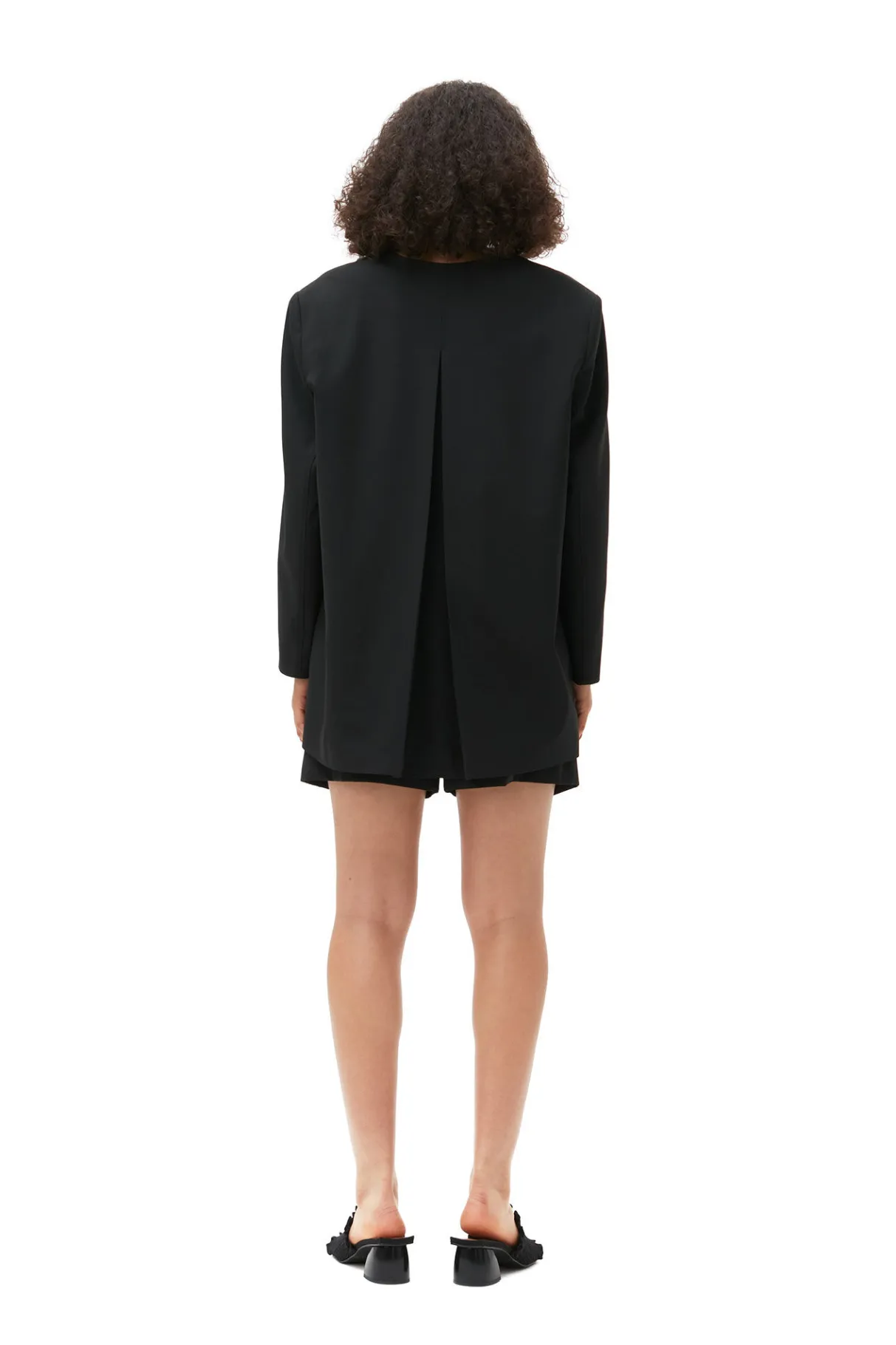 Clearance GANNI Oversized Drapey Melange Blazer Black