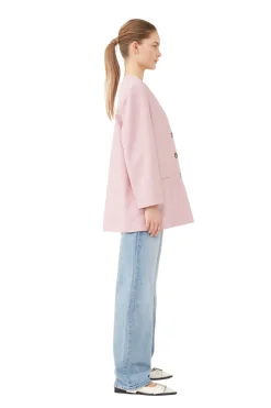Hot GANNI Oversized Drapey Melange Blazer Pink Tulle
