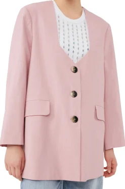 Hot GANNI Oversized Drapey Melange Blazer Pink Tulle
