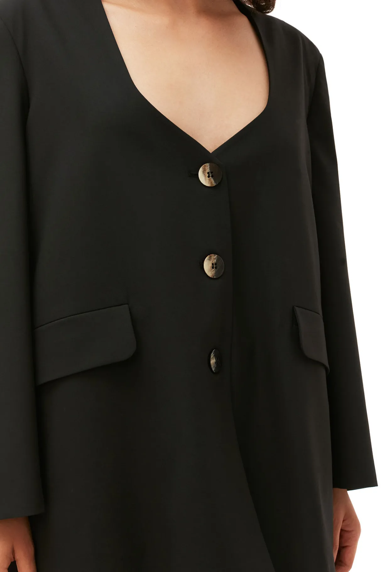 Clearance GANNI Oversized Drapey Melange Blazer Black