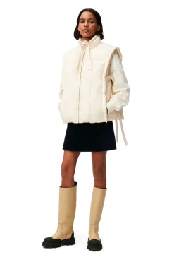 Cheap GANNI Oversized Shiny Puff Vest Buttercream