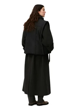 Fashion GANNI Oversized Shiny Puff Vest Black