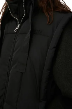 Fashion GANNI Oversized Shiny Puff Vest Black
