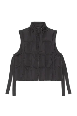 Fashion GANNI Oversized Shiny Puff Vest Black