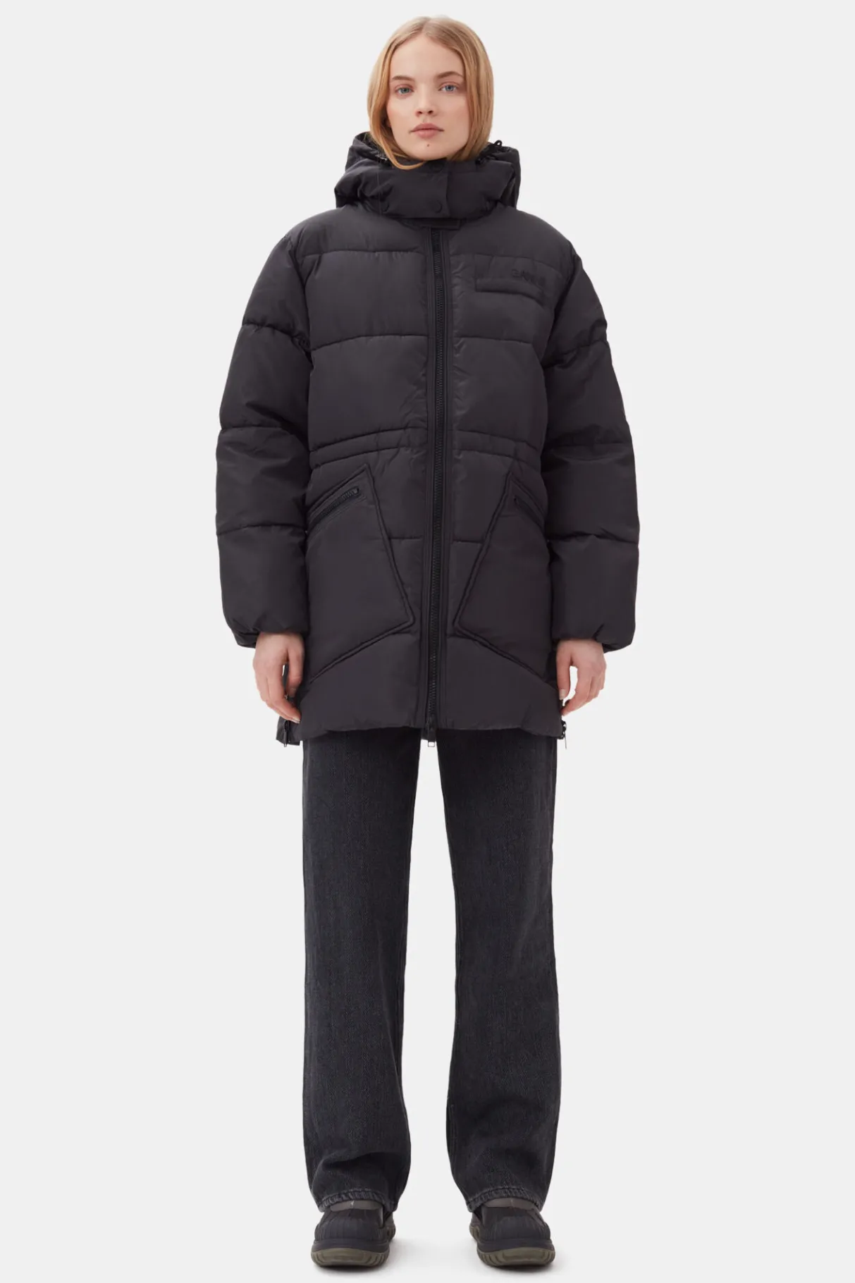 Best Sale GANNI Oversized Tech Puffer Midi Jacket Phantom