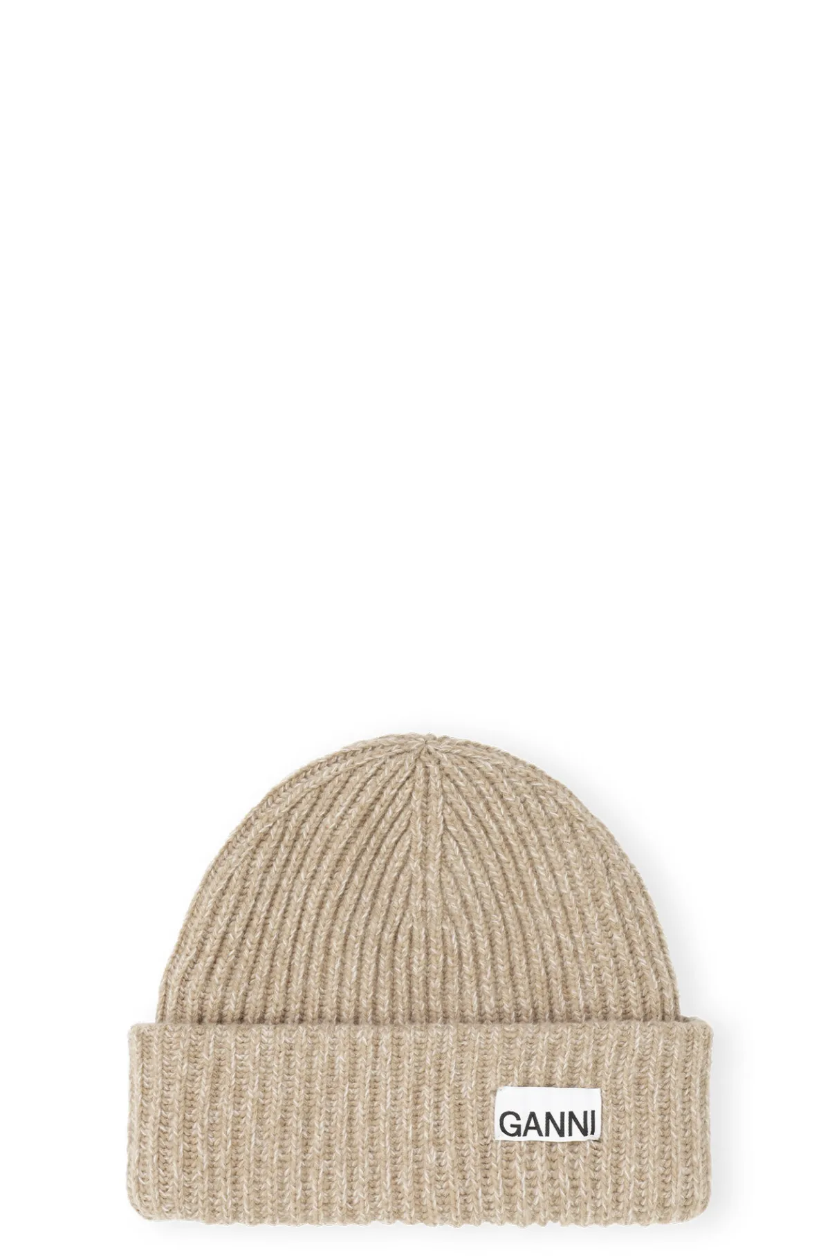New GANNI Oversized Wool Beanie Petrified Oak