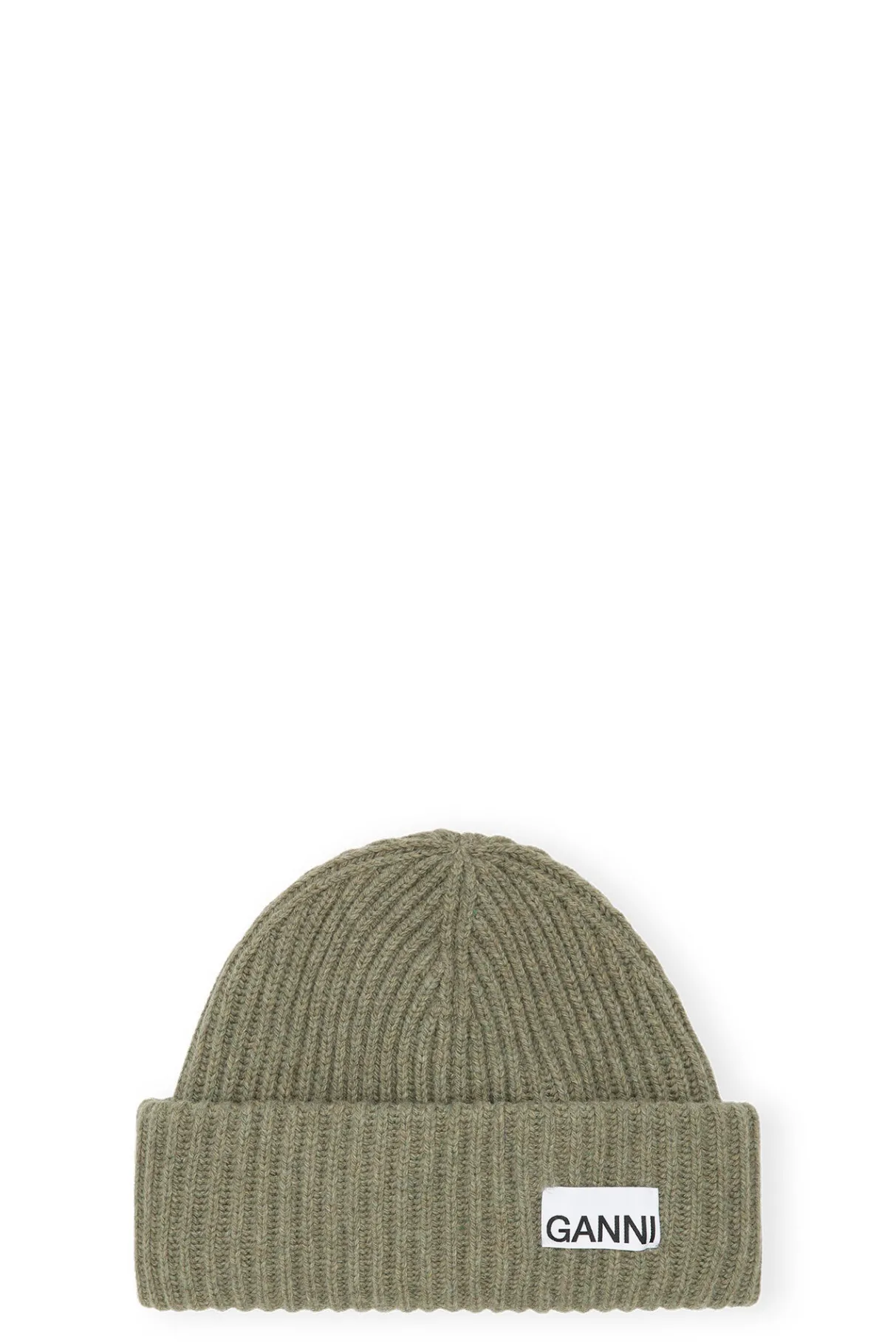 Cheap GANNI Oversized Wool Beanie Dusty Olive