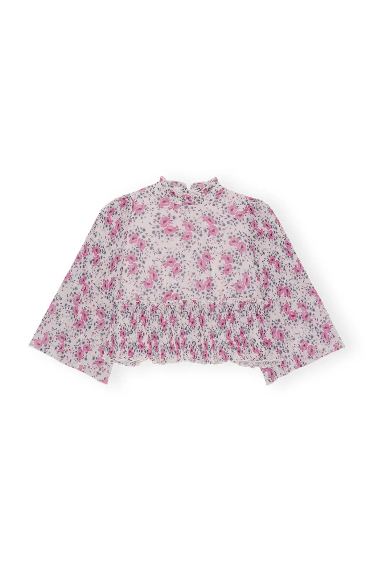 Cheap GANNI Pleated Georgette Blouse Mauve Chalk