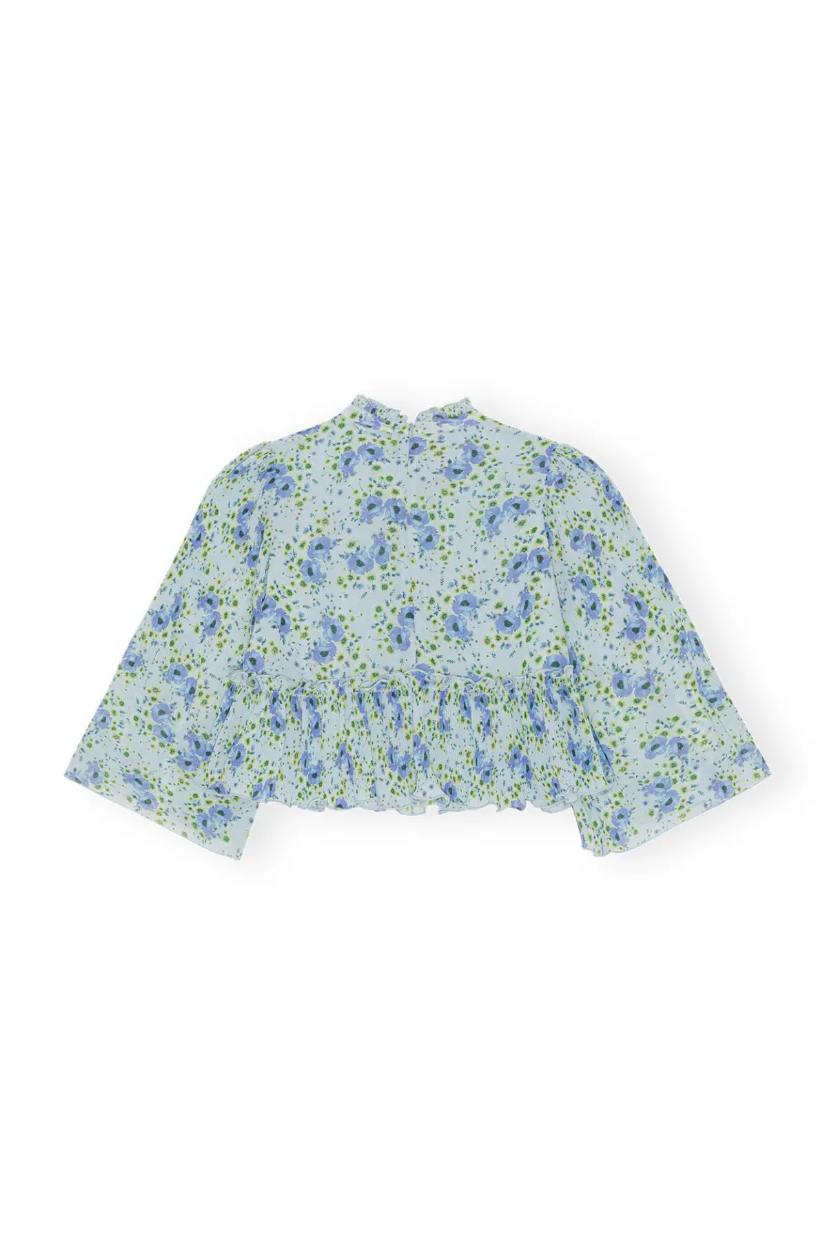 Best GANNI Pleated Georgette Blouse Ice Water
