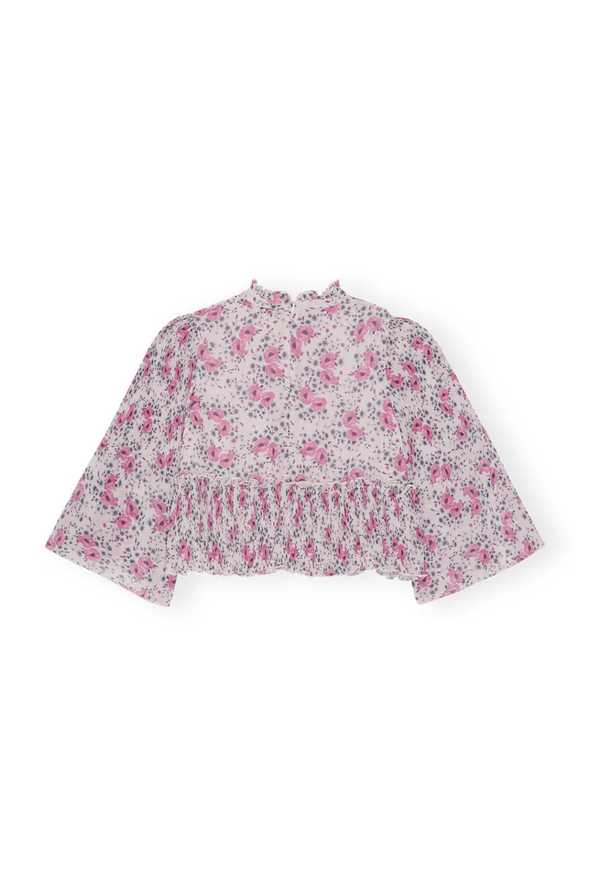 Cheap GANNI Pleated Georgette Blouse Mauve Chalk