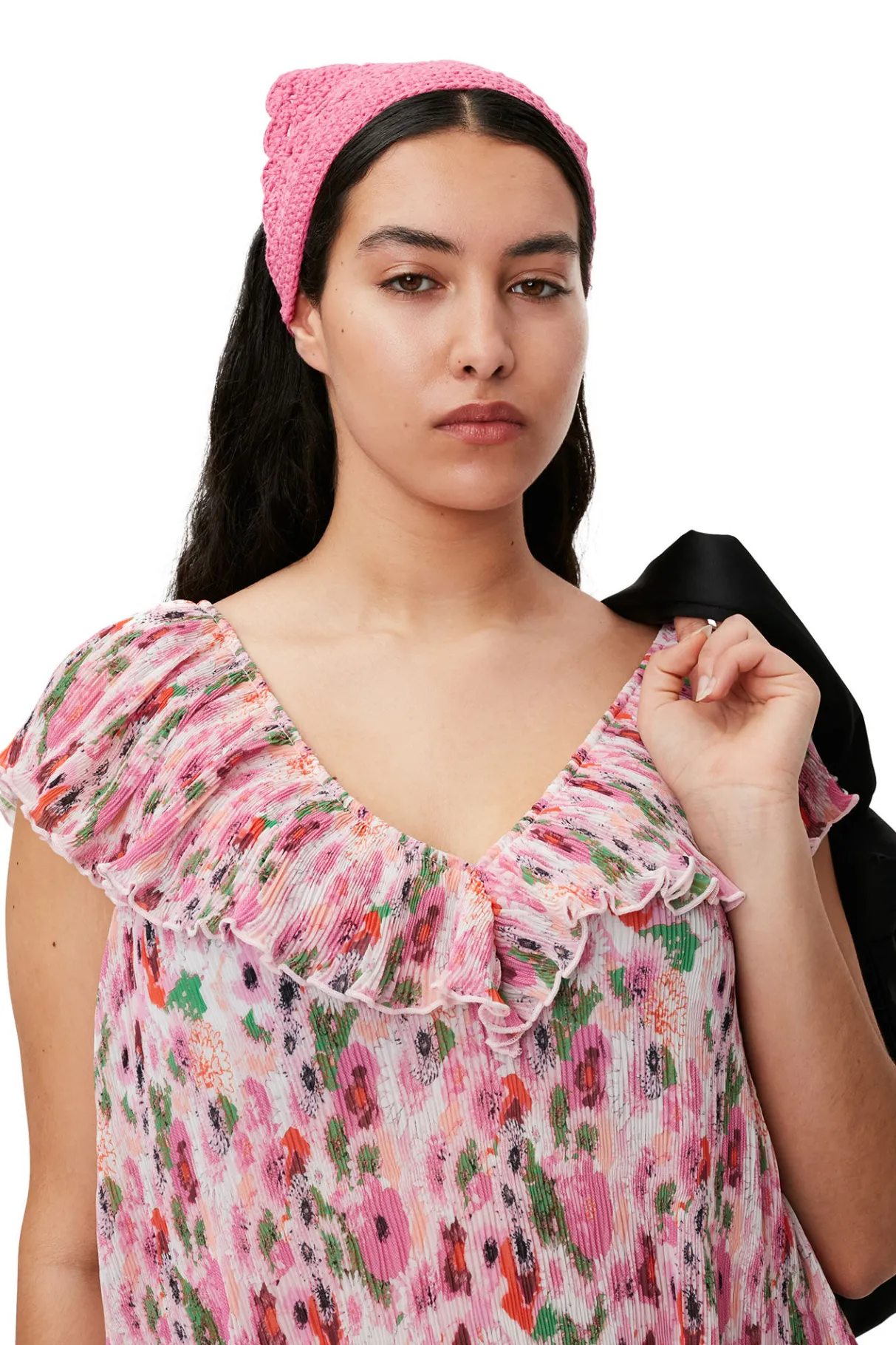 Sale GANNI Pleated Georgette Midi Dress Sugar Plum