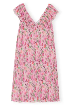 Sale GANNI Pleated Georgette Midi Dress Sugar Plum