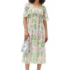 Cheap GANNI Pleated Georgette Midi Smock Dress Pink Tulle