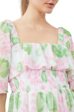 Cheap GANNI Pleated Georgette Midi Smock Dress Pink Tulle